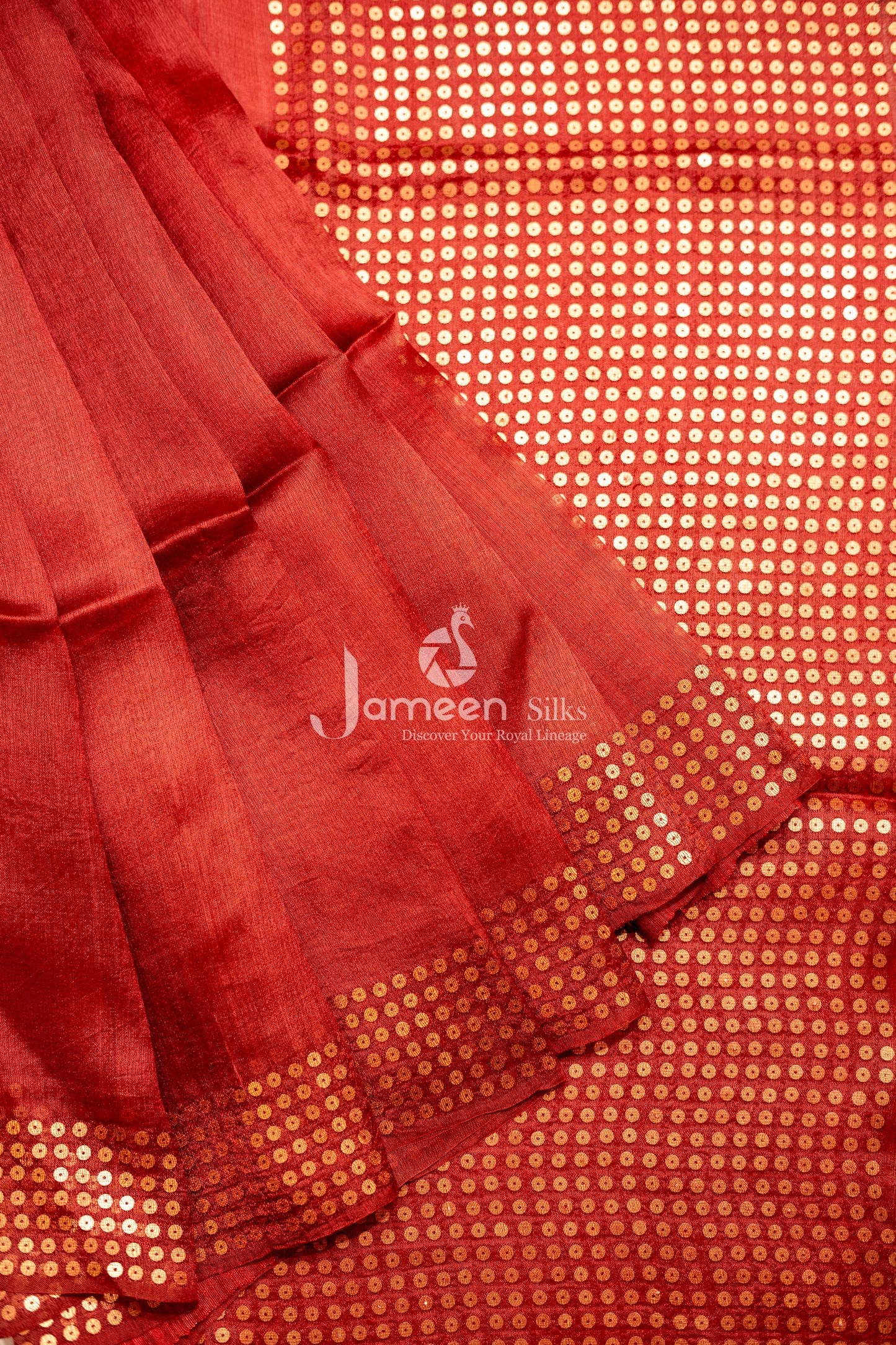 Red muslin silk saree