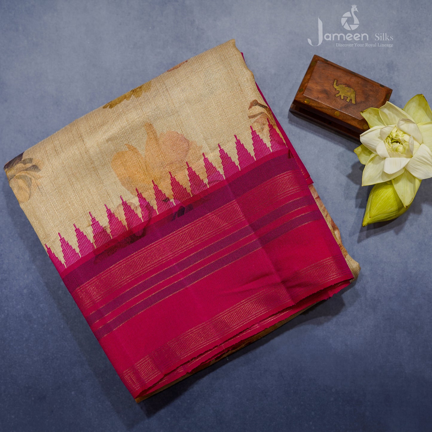 Temple border tussar silk saree