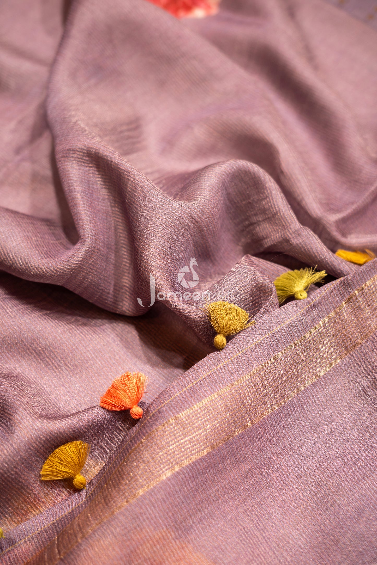 Grey muslin silk saree