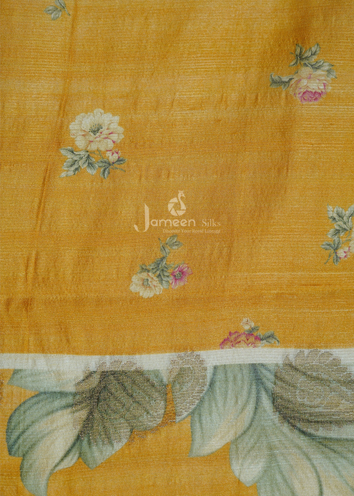 Yellow tussar silk saree