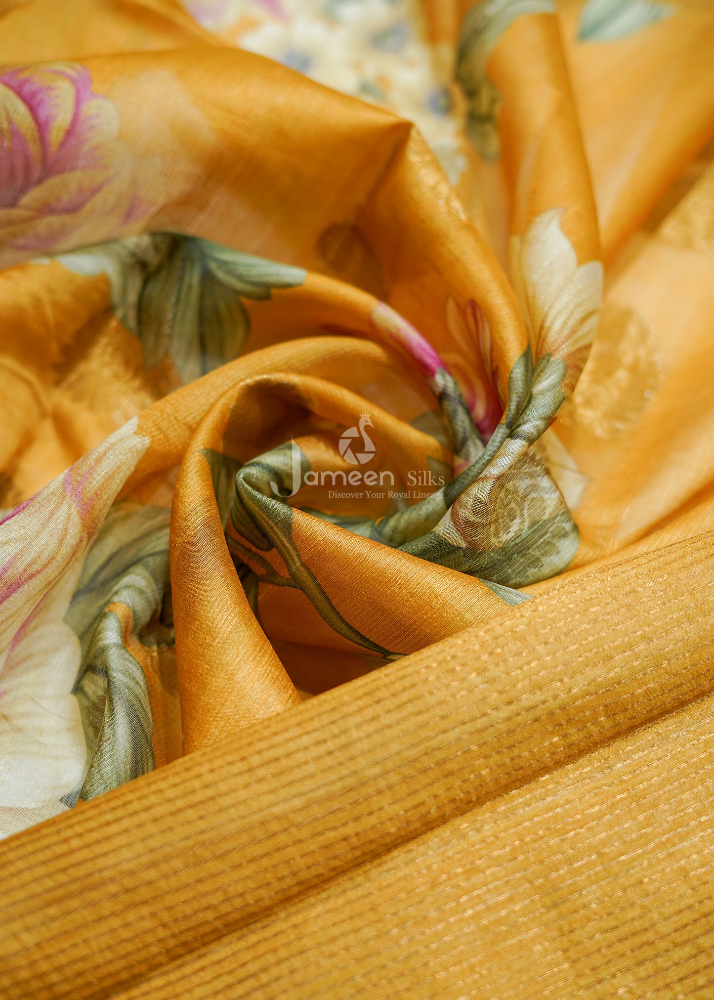 Yellow tussar silk saree