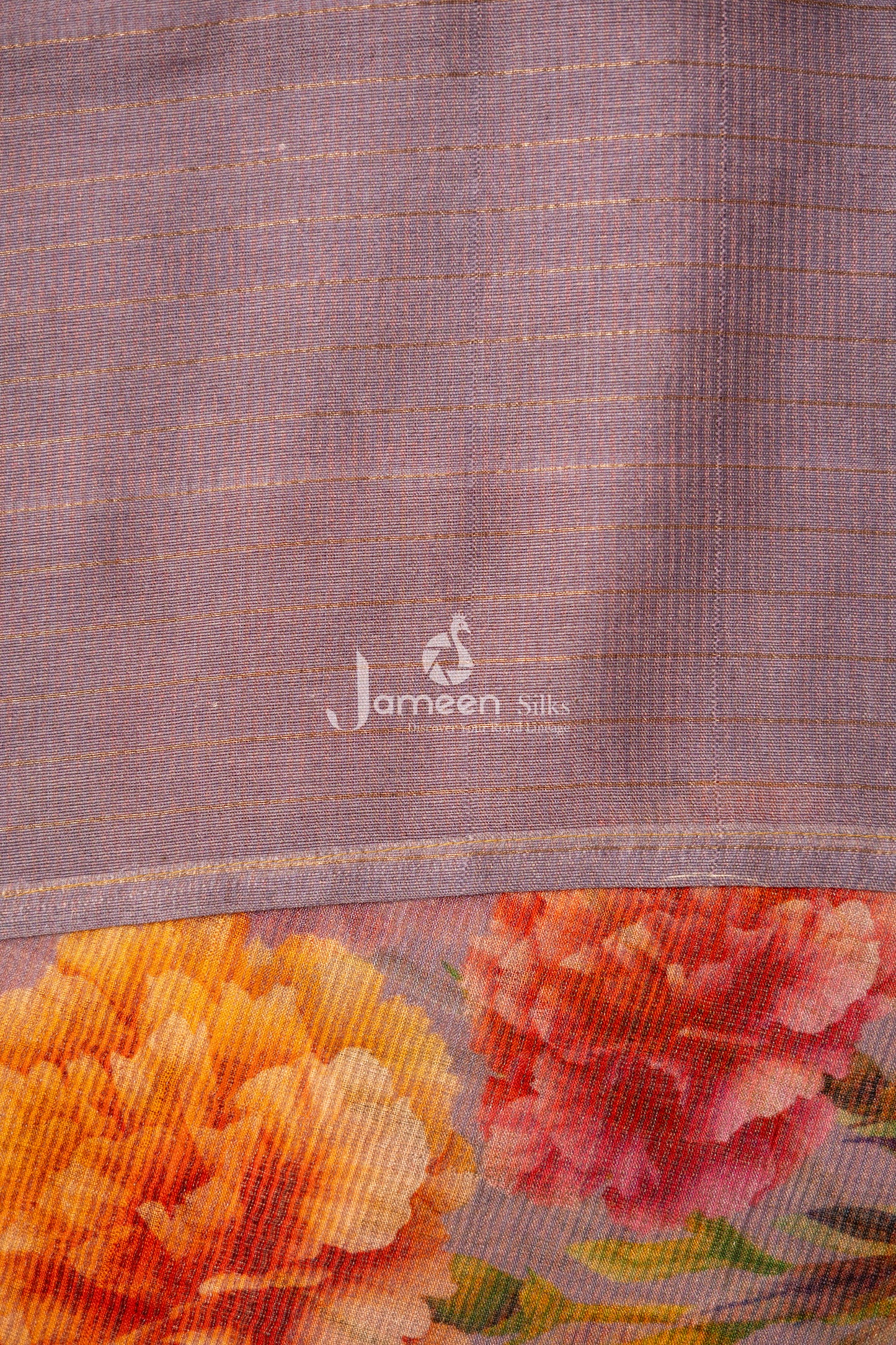 Grey muslin silk saree
