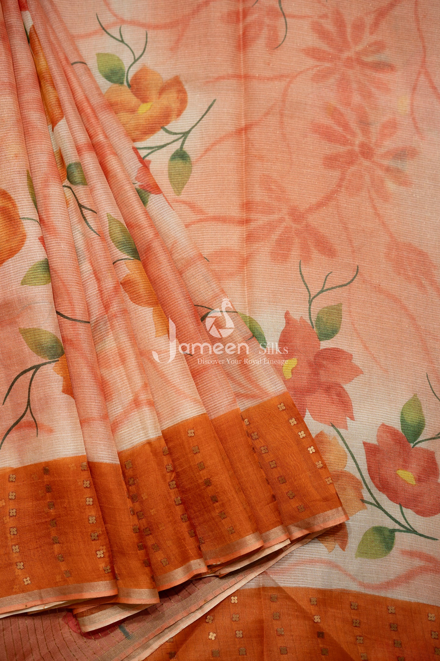 Red colour muslin silk saree