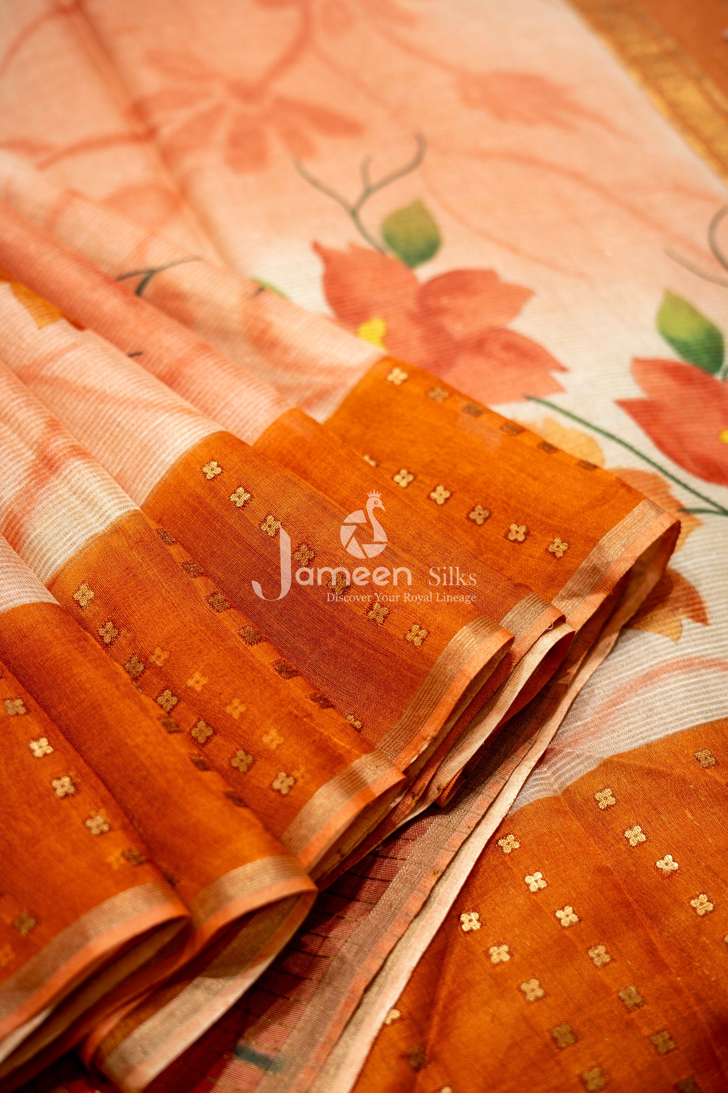 Red colour muslin silk saree