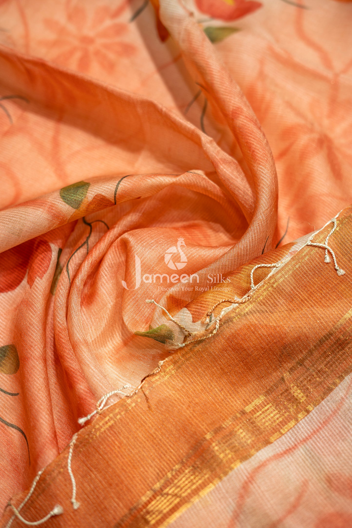 Red colour muslin silk saree