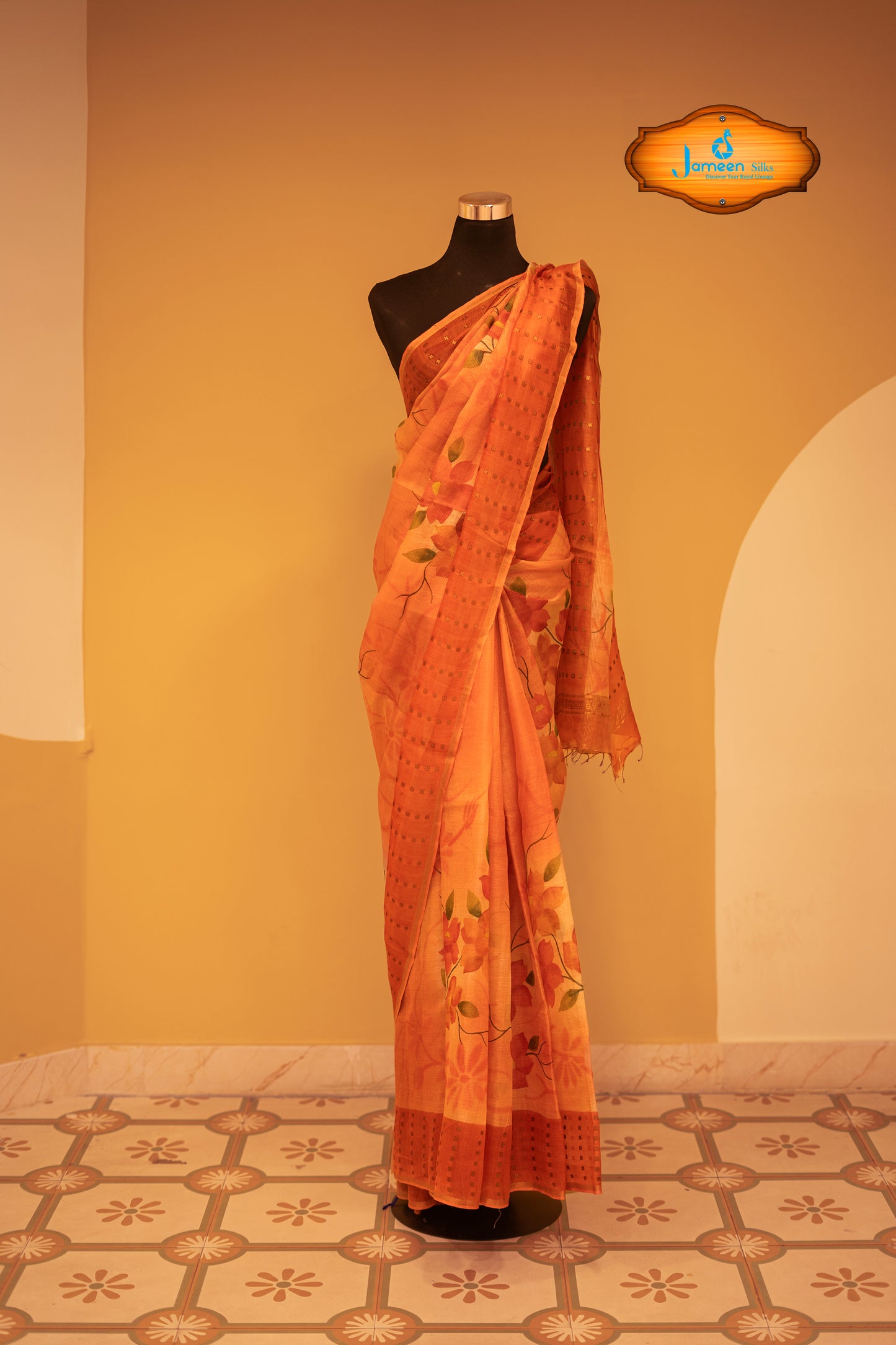 Red colour muslin silk saree