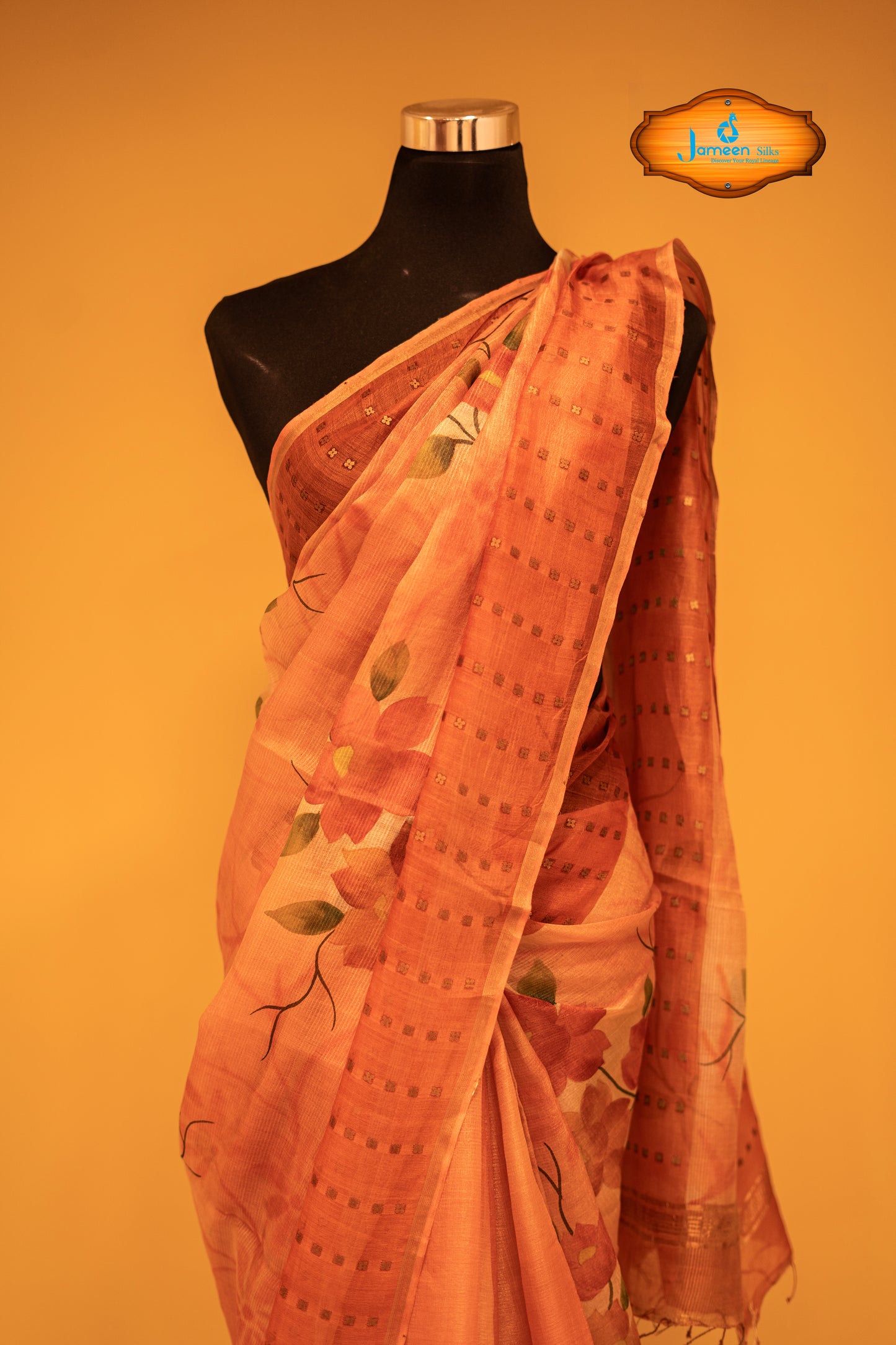 Red colour muslin silk saree