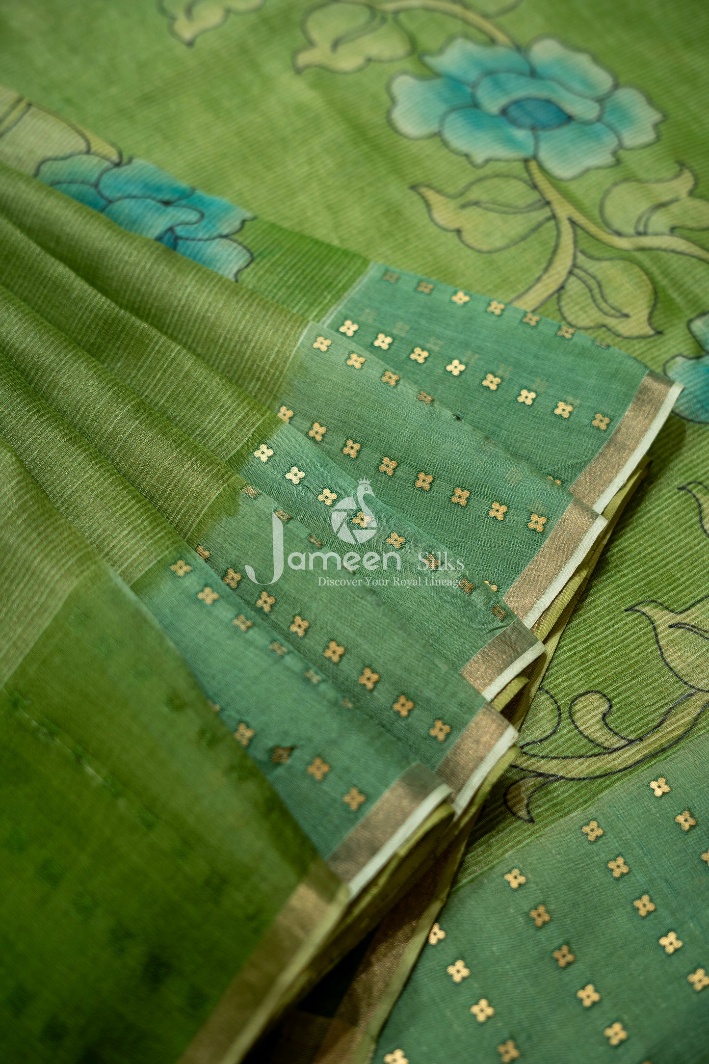 Green muslin silk saree