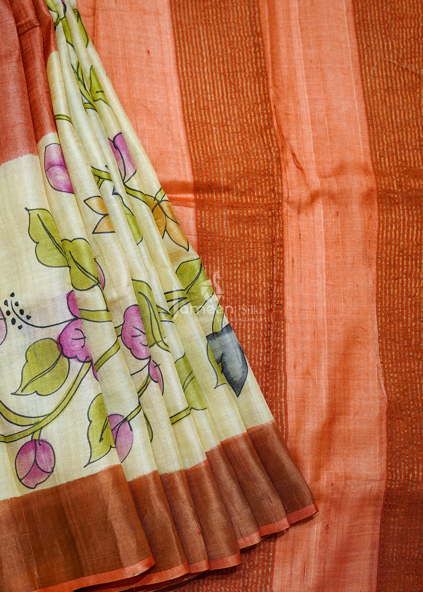 Floral Tussar silk saree