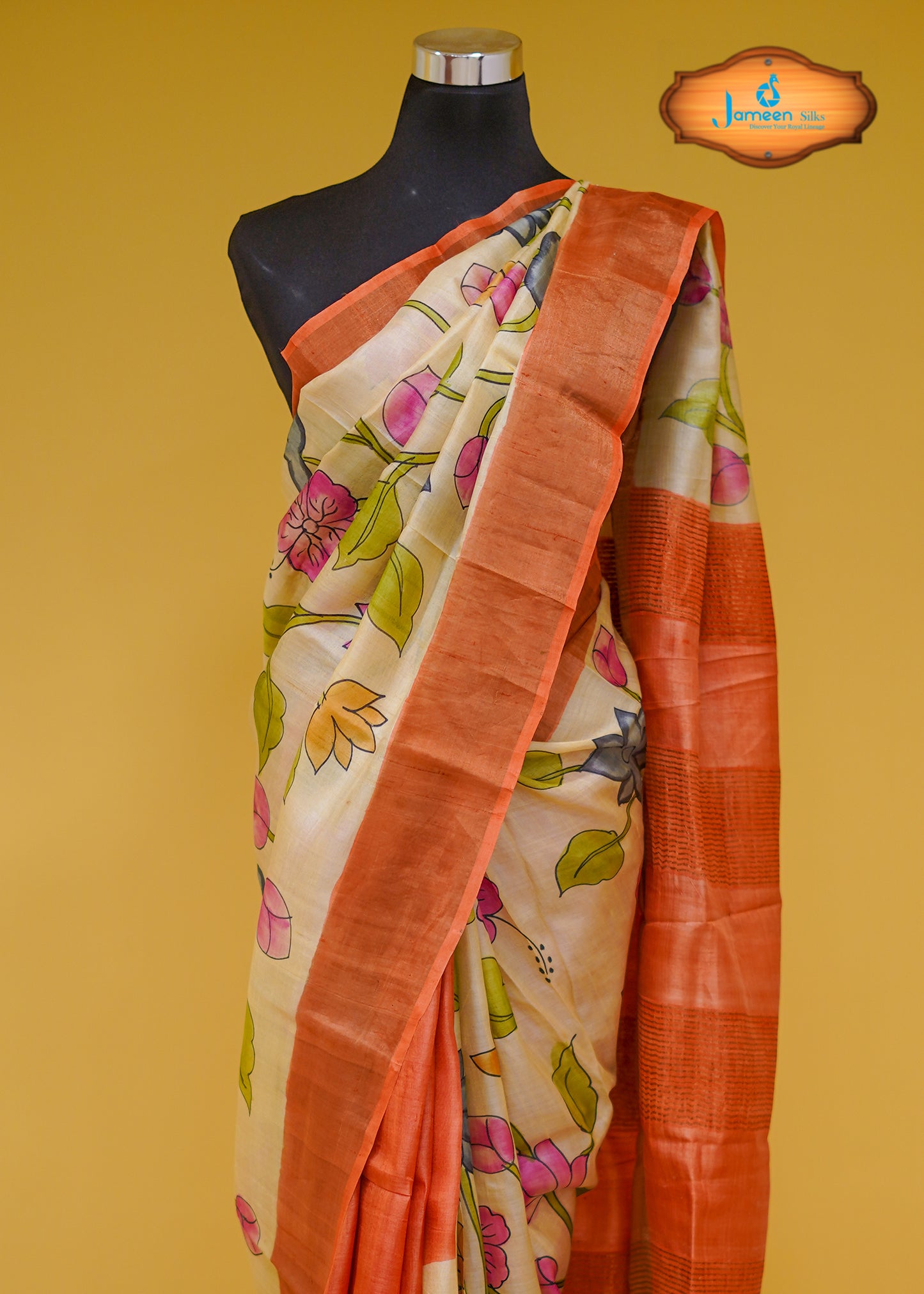 Floral Tussar silk saree