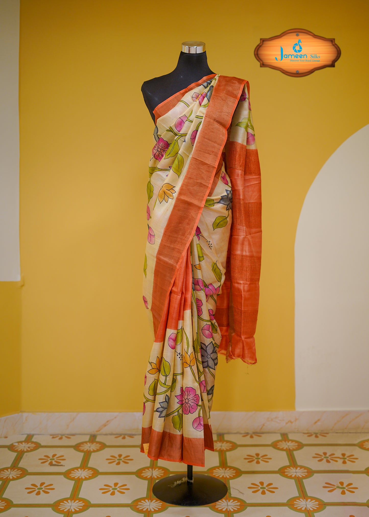 Floral Tussar silk saree