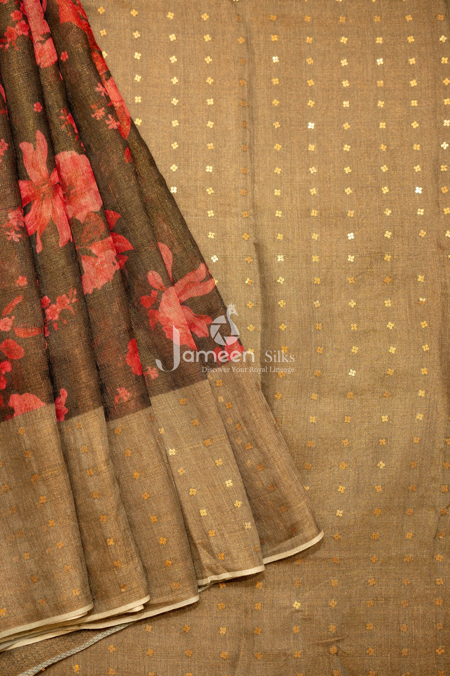 Black pure muslin saree