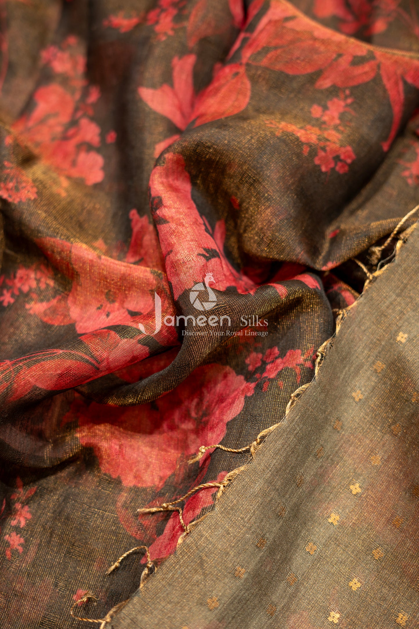 Black pure muslin saree