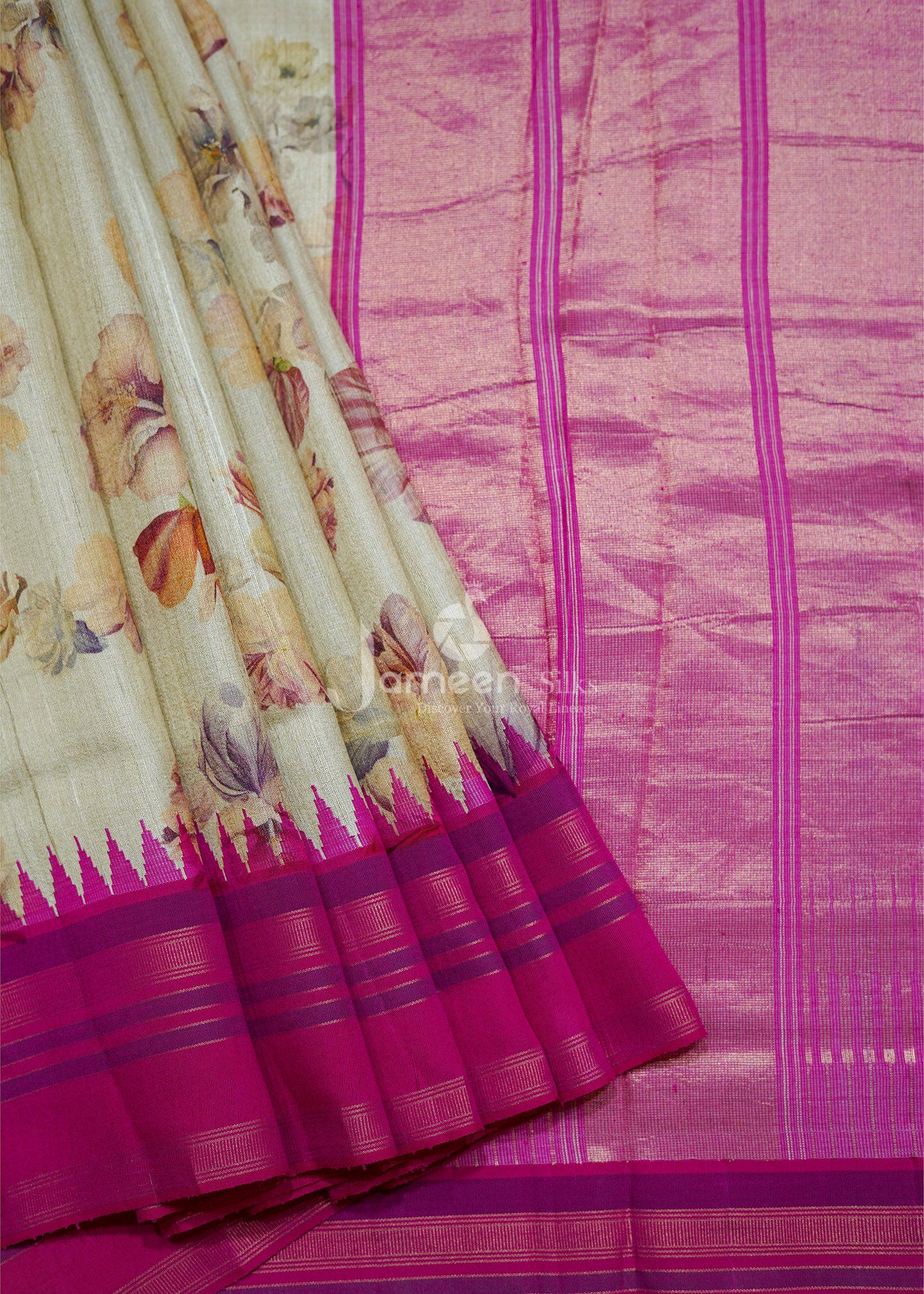 Temple border tussar silk saree