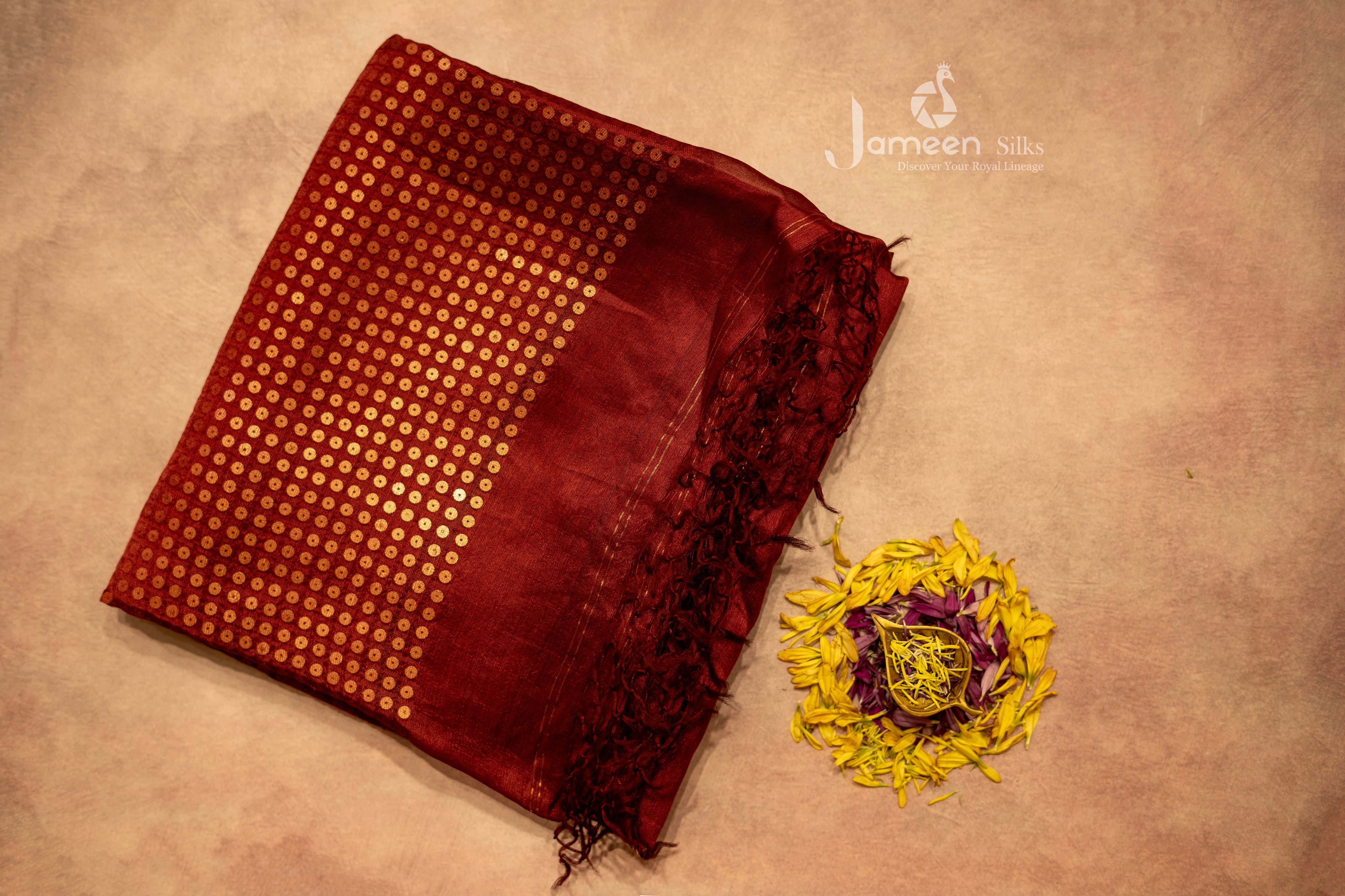 Red muslin silk saree
