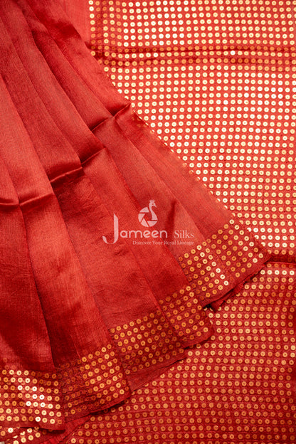 Red muslin silk saree