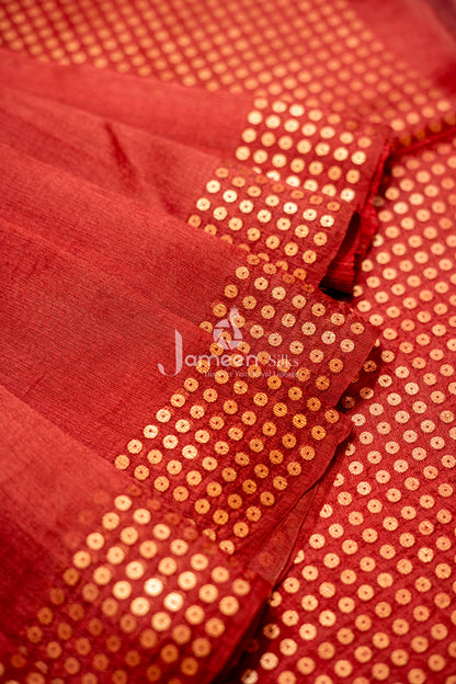 Red muslin silk saree