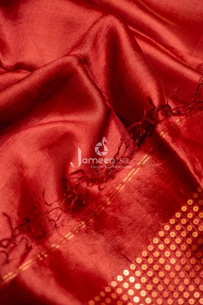 Red muslin silk saree