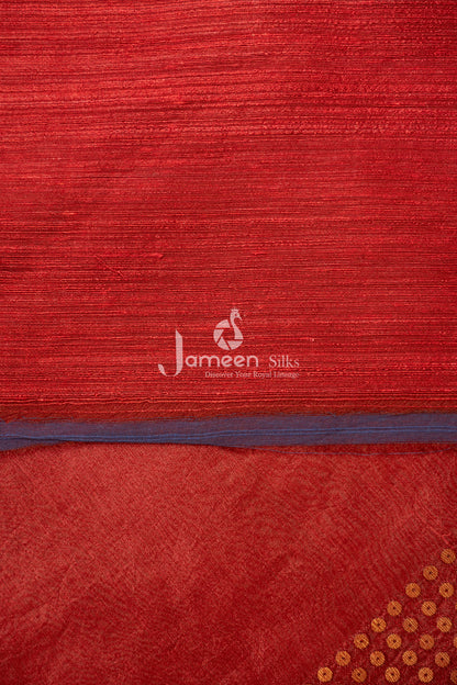 Red muslin silk saree