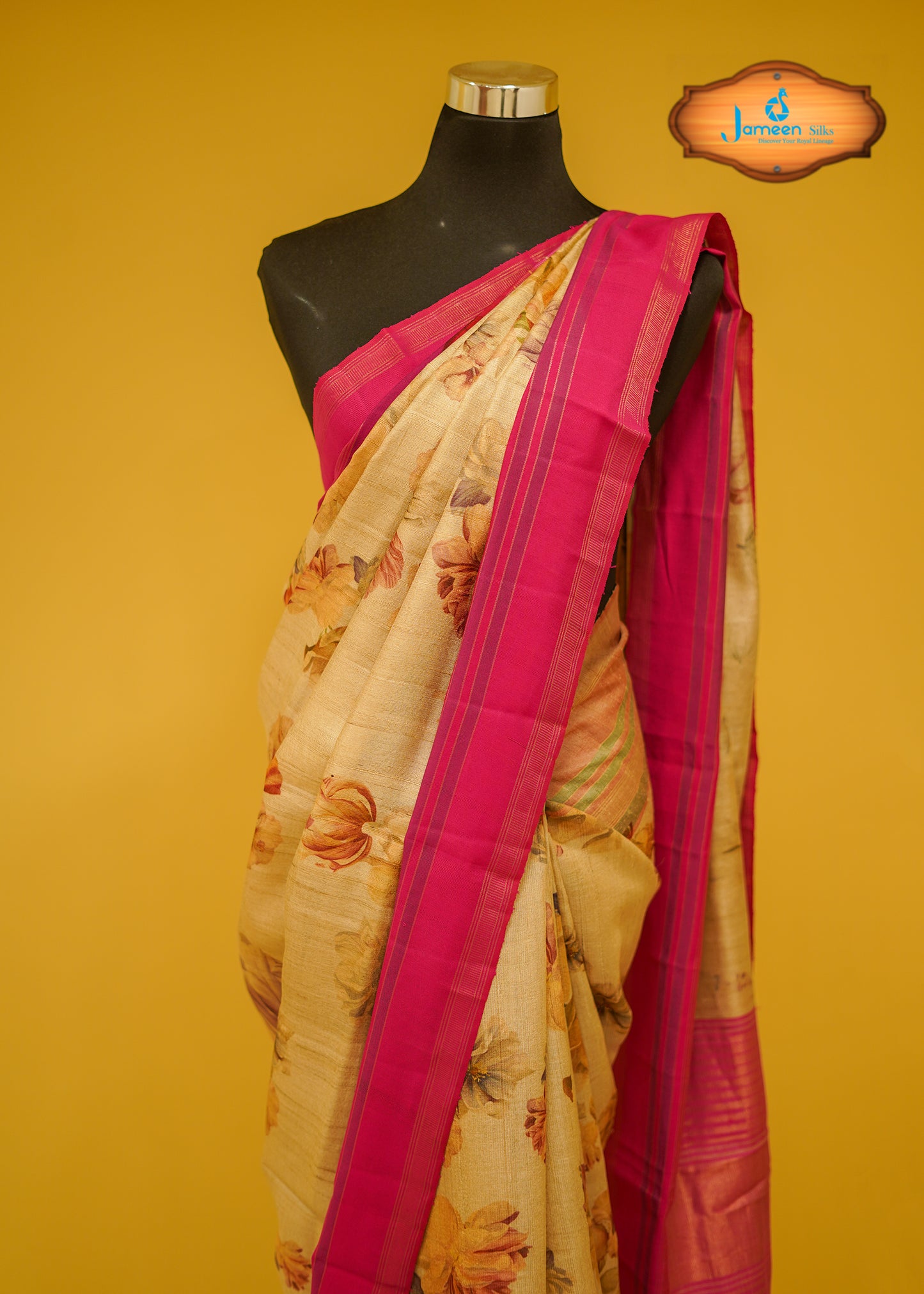 Temple border tussar silk saree