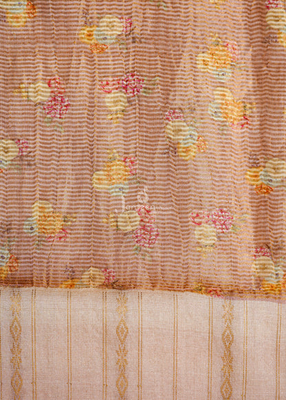 Pink tussar silk saree
