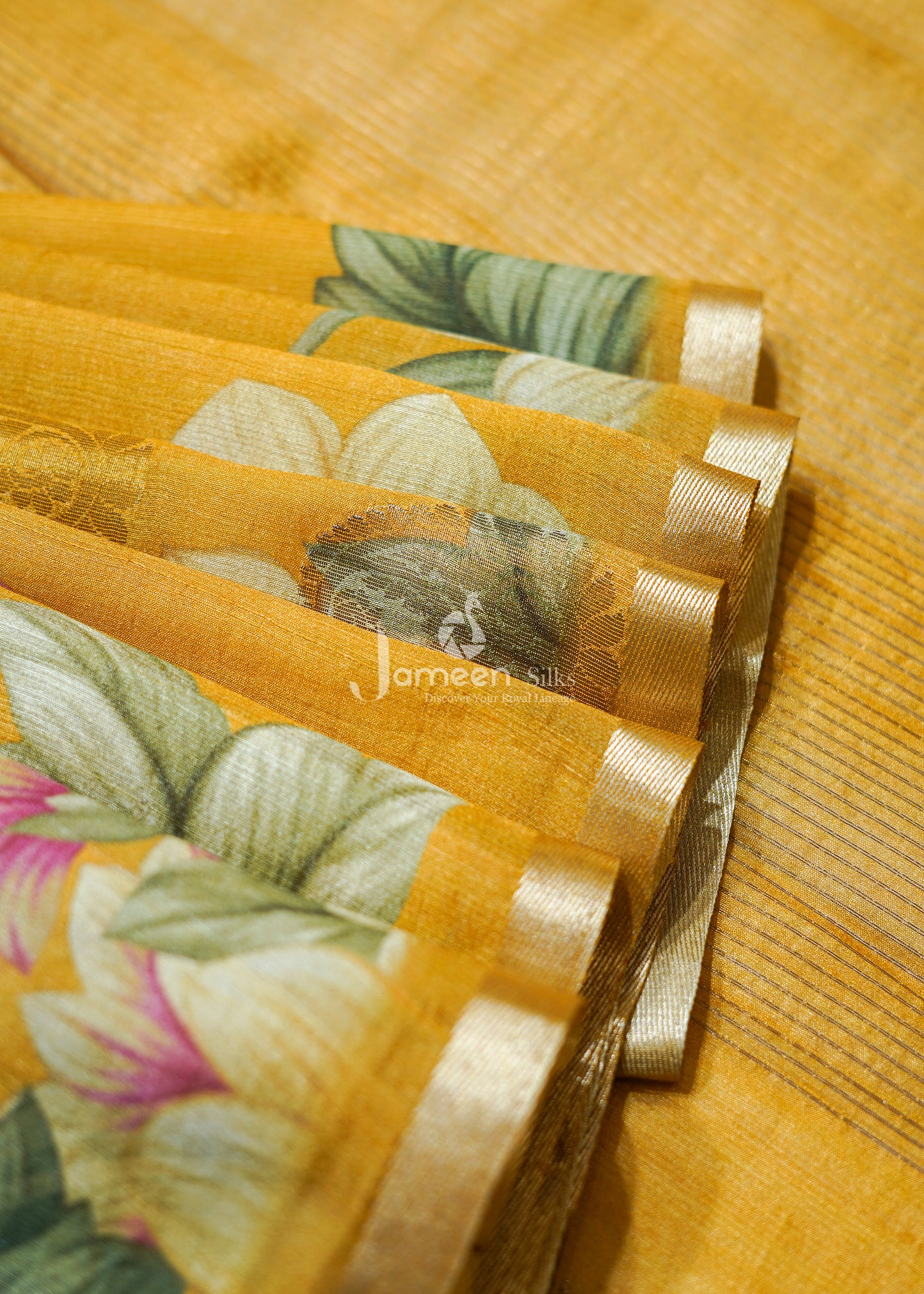 Yellow tussar silk saree