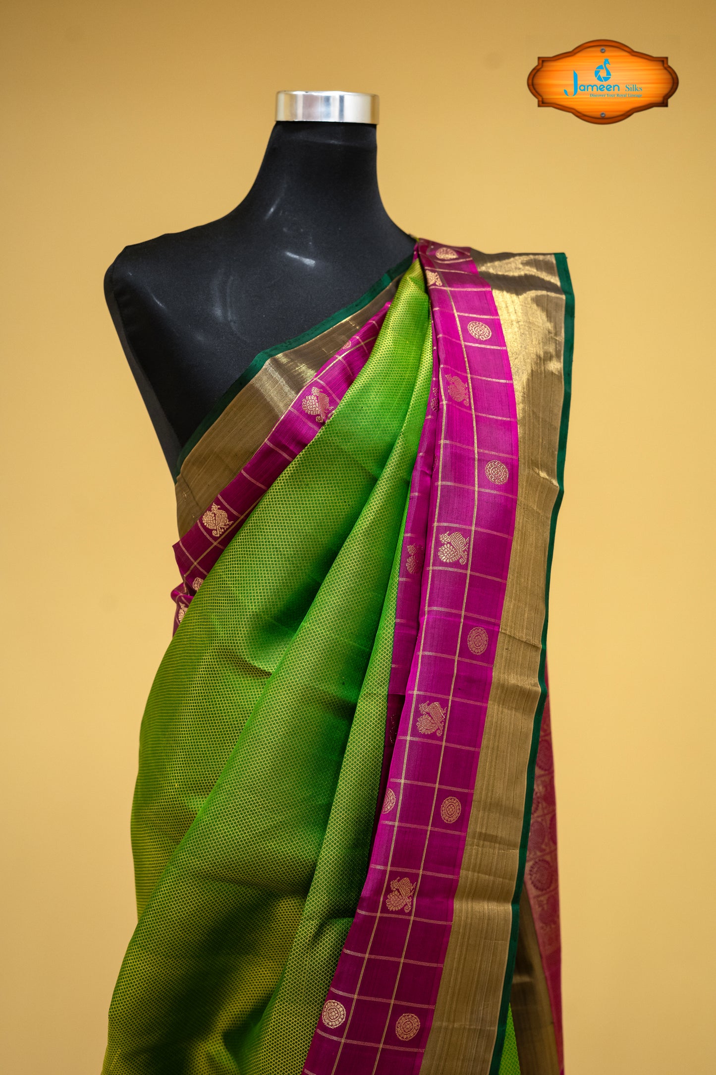 Pink kanjivaram silk saree