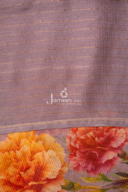 Grey muslin silk saree