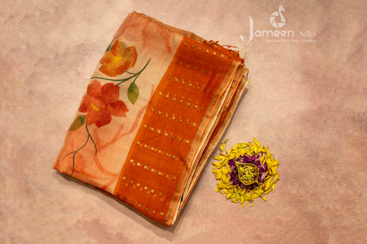 Red colour muslin silk saree