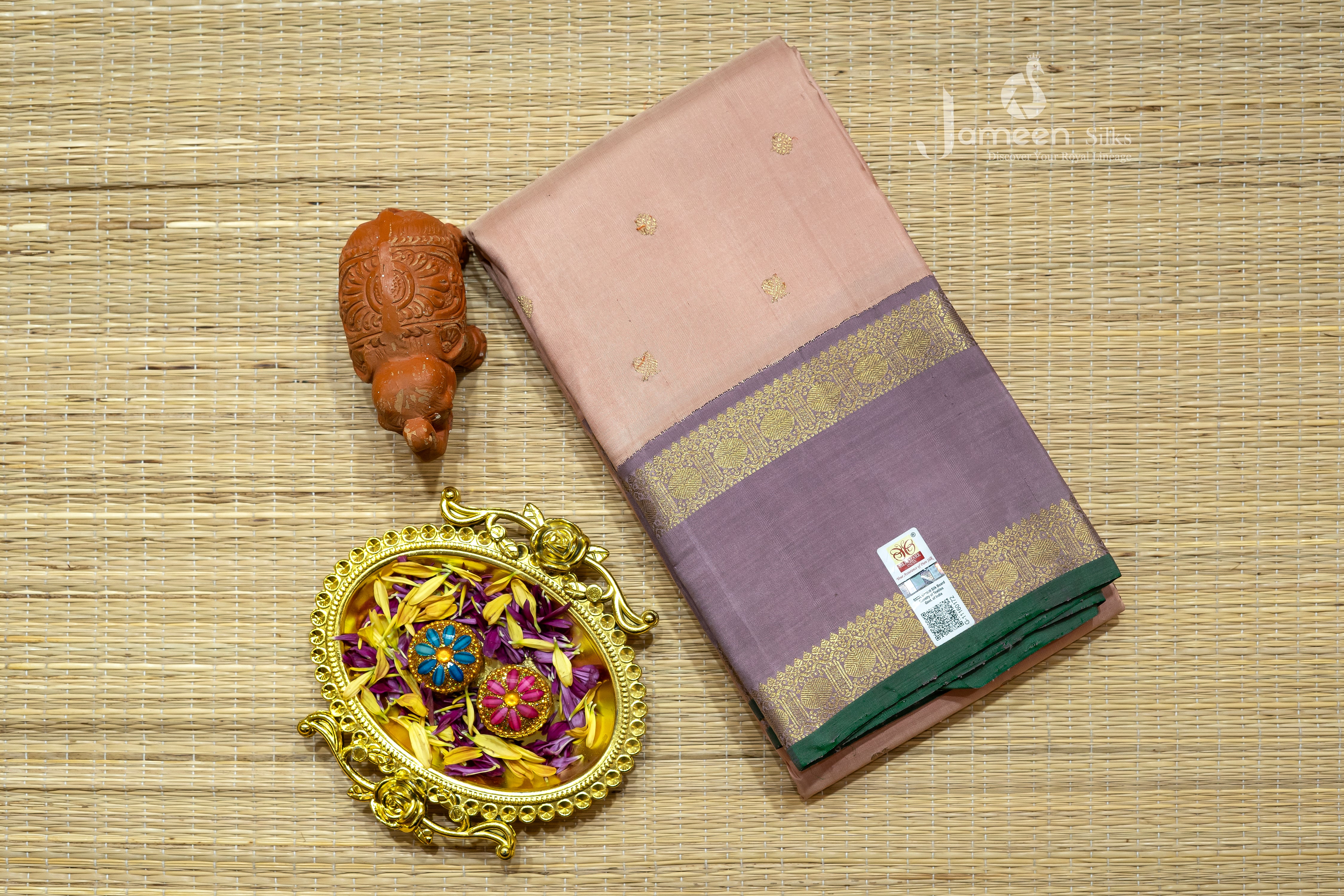 Pastel pink kanjivaram silk saree