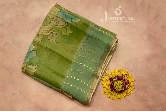 Green muslin silk saree