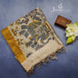 Kalamkari yellow tussar silk saree