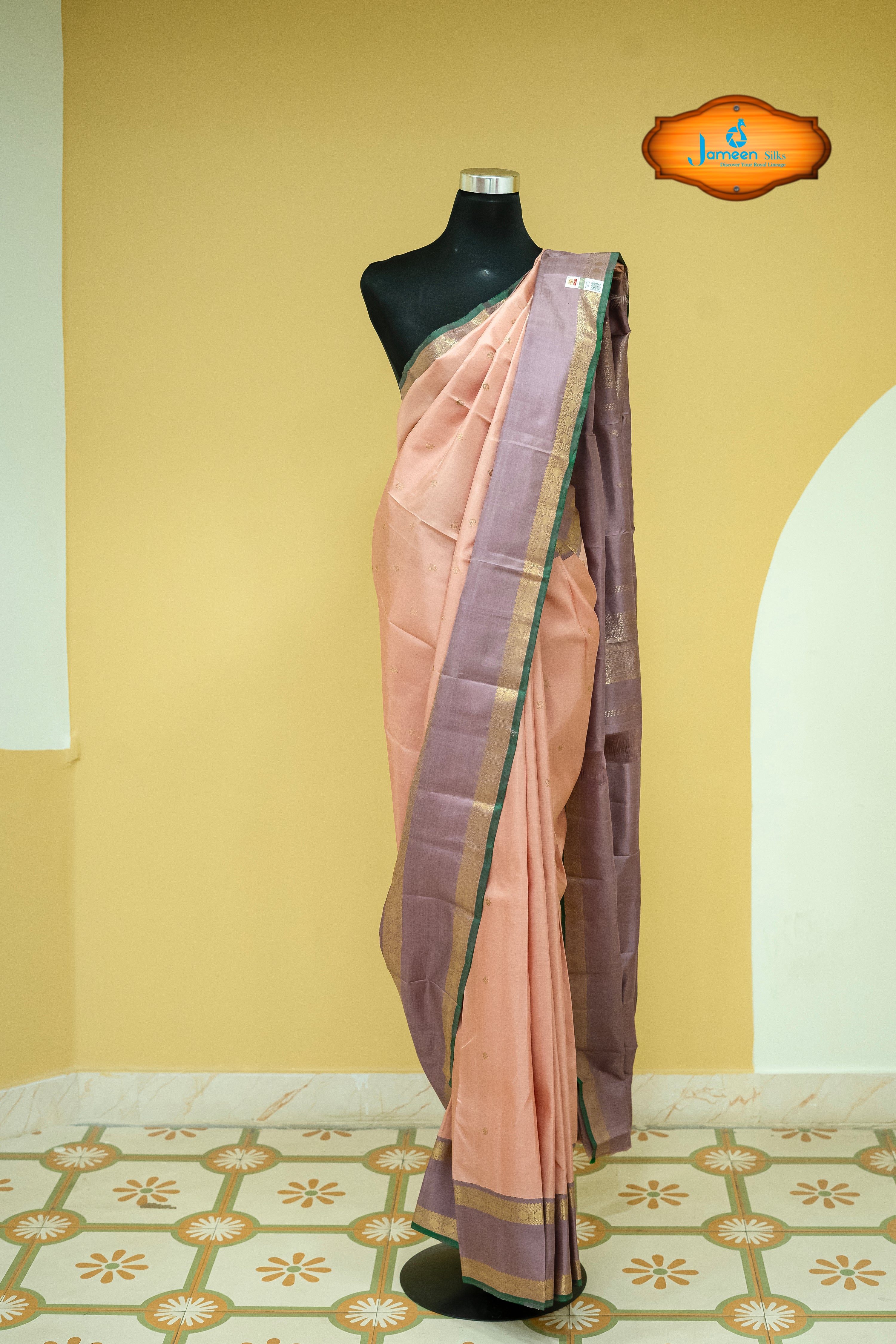 Pastel pink kanjivaram silk saree