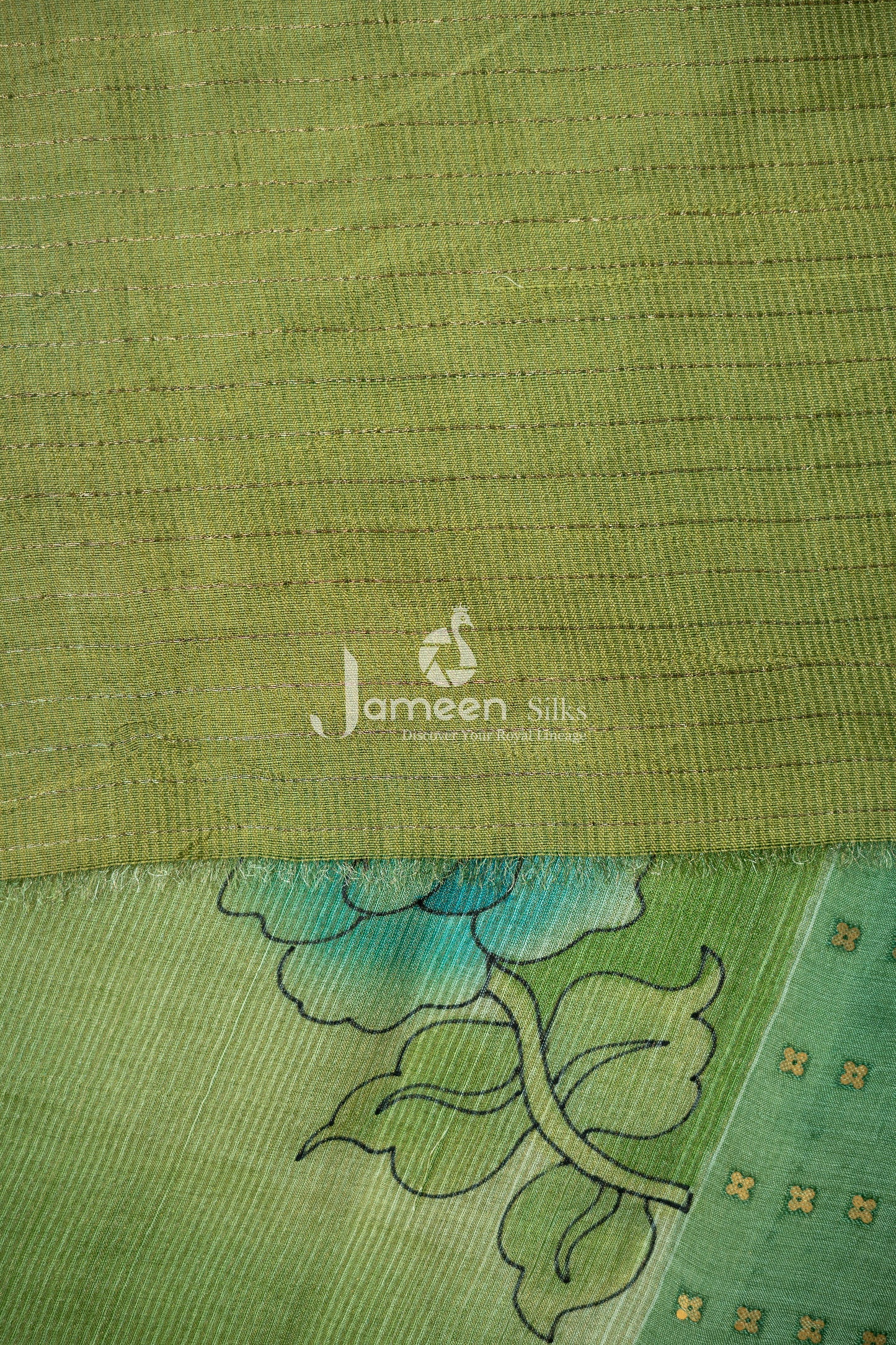 Green muslin silk saree