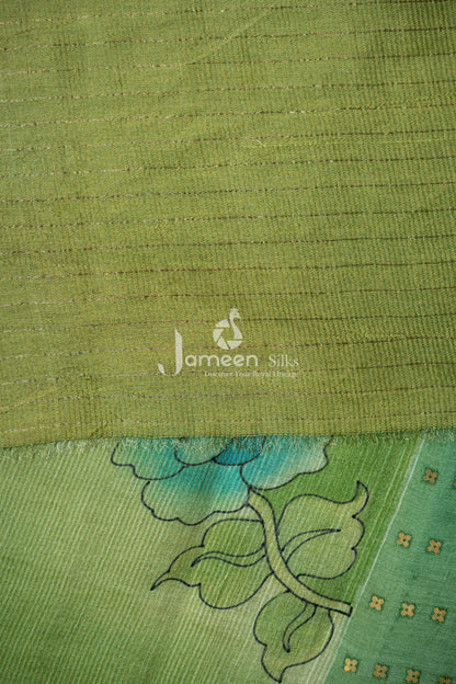 Green muslin silk saree
