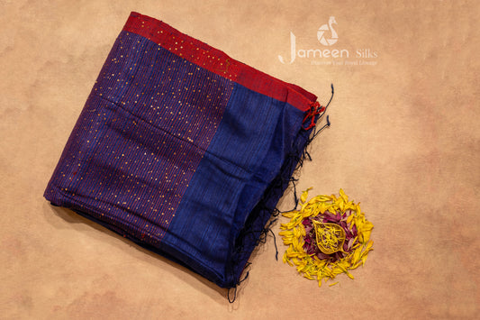 Blue muslin silk saree