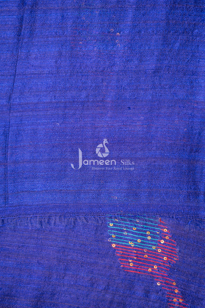 Blue muslin silk saree