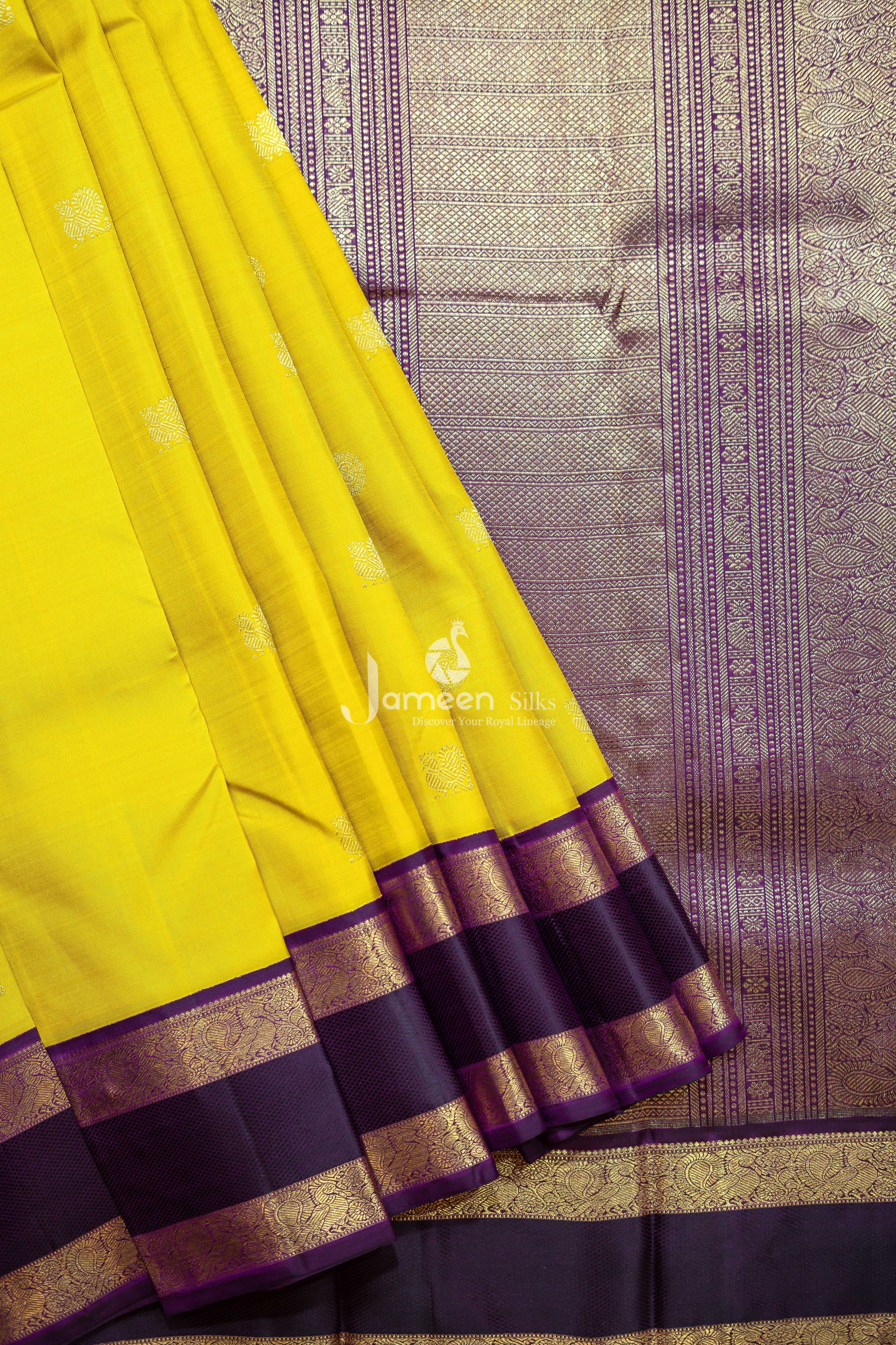 Yellow kanjivaram silk saree