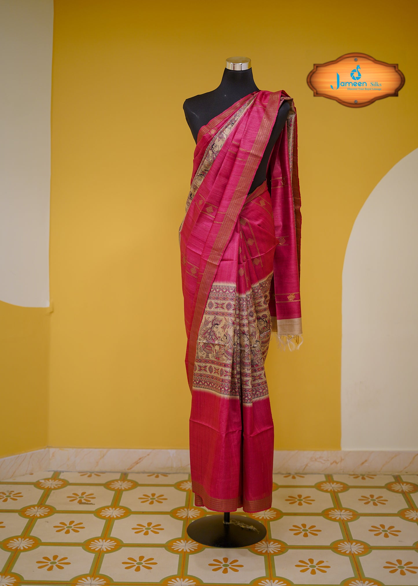 Madhubani tussar silk saree