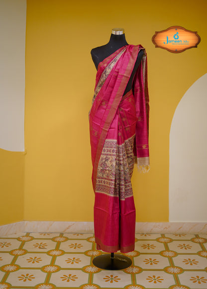Madhubani tussar silk saree