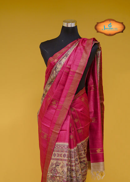 Madhubani tussar silk saree