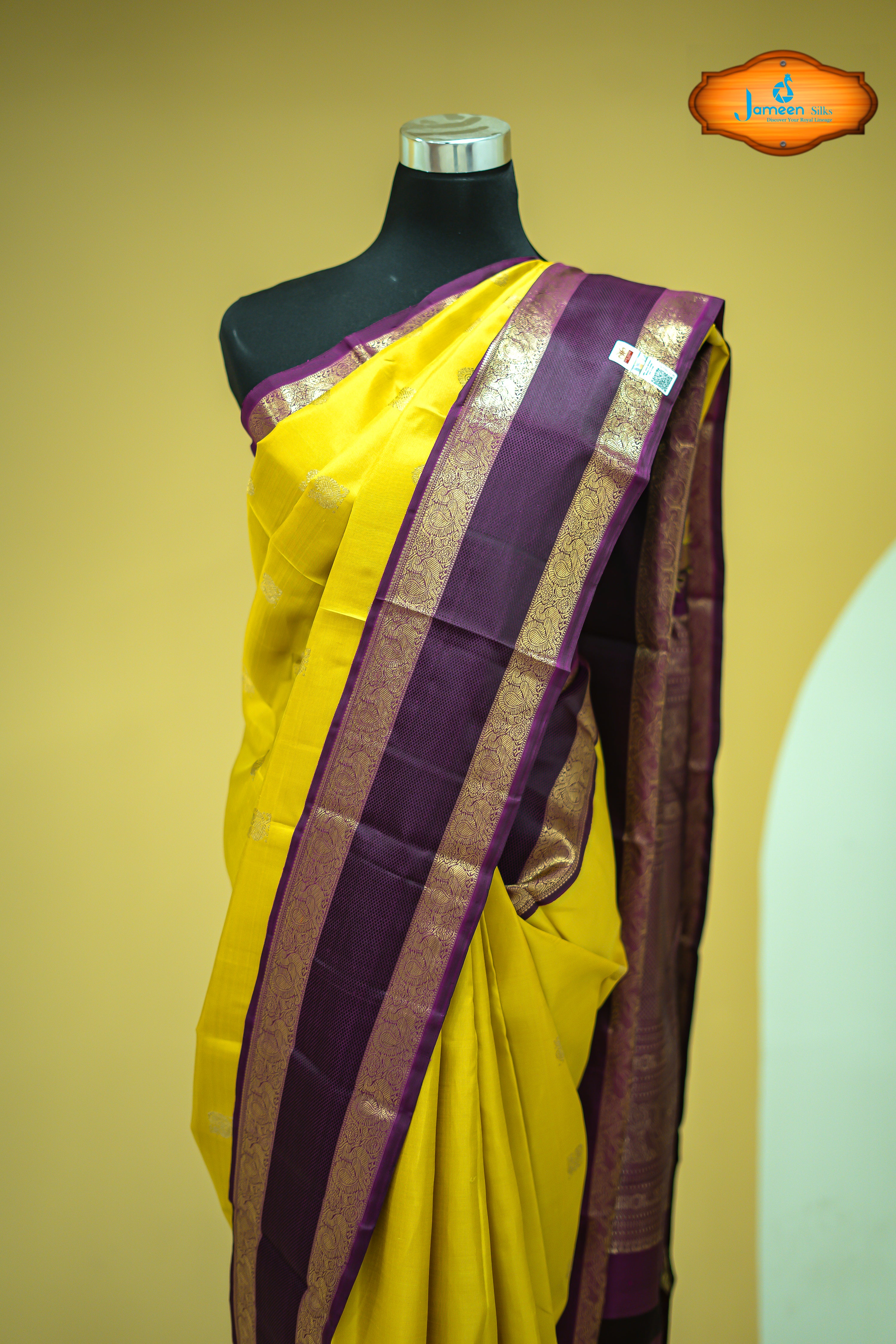 Yellow kanjivaram silk saree