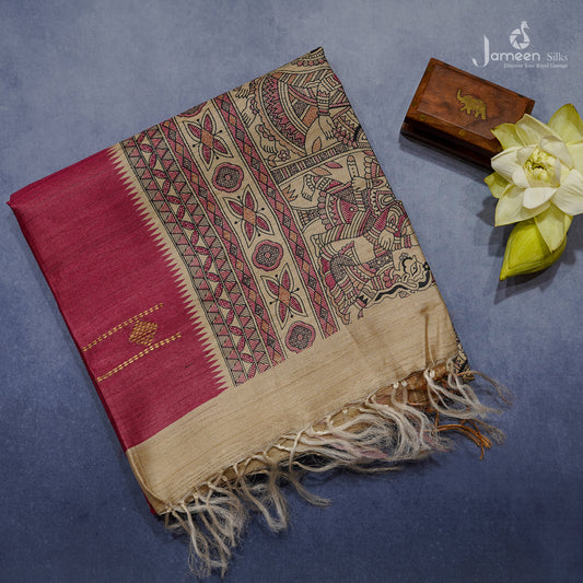 Madhubani tussar silk saree