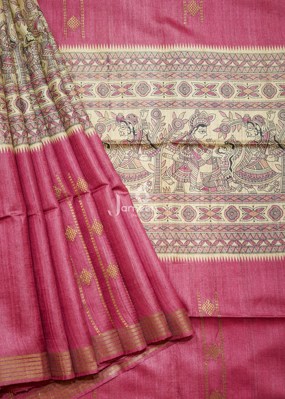 Madhubani tussar silk saree