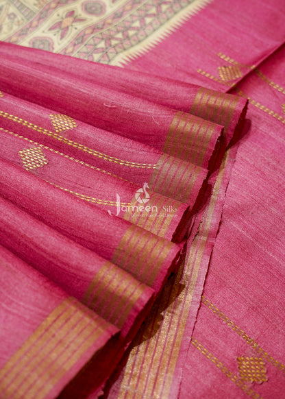 Madhubani tussar silk saree