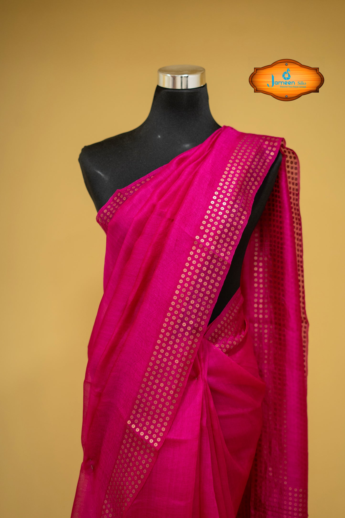 Pink muslin saree