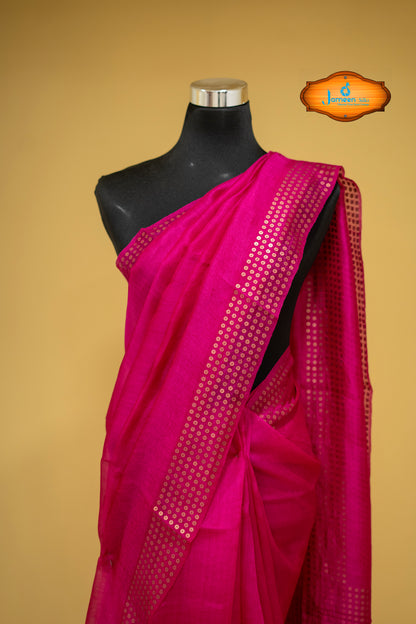 Pink muslin saree