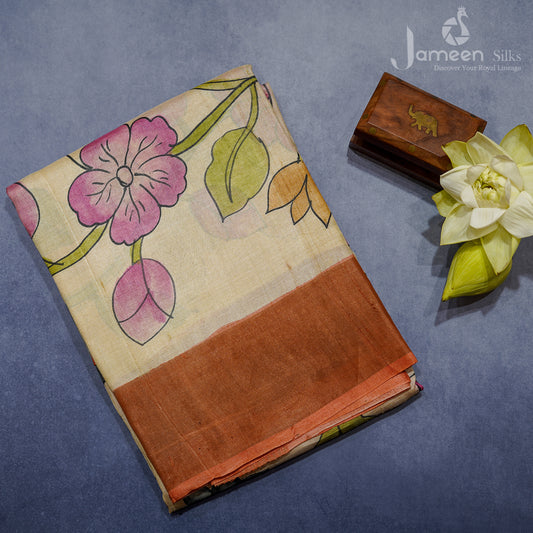 Floral Tussar silk saree