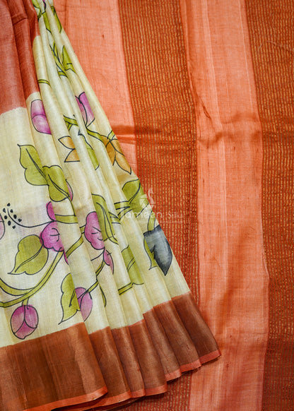 Floral Tussar silk saree