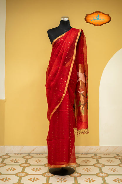 Paithani muslin silk saree